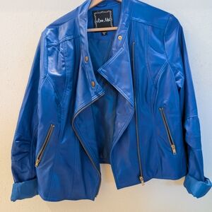 Women's Vibrant Blue Leather Jacket